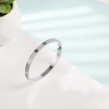 Luxury Full Pave CZ Screw Bangle Bracelet - Waterproof & Tarnish Resistant