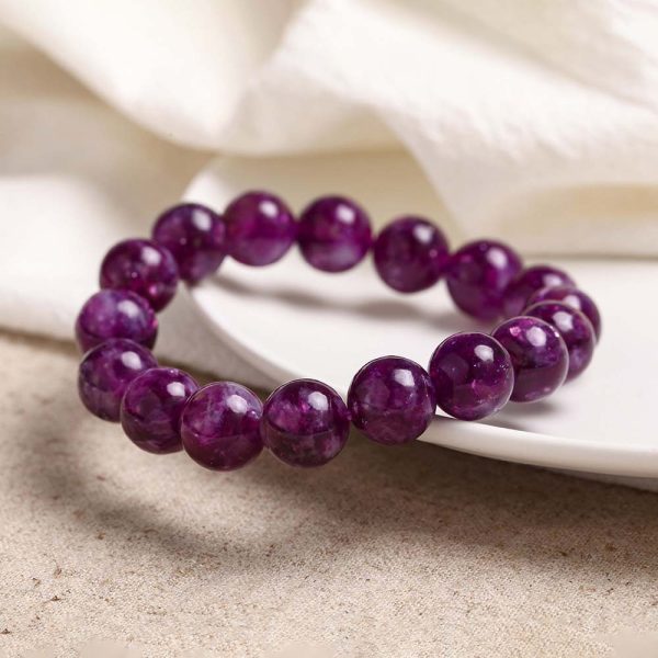 Natural Purple Lepidolite Beads Close Up
