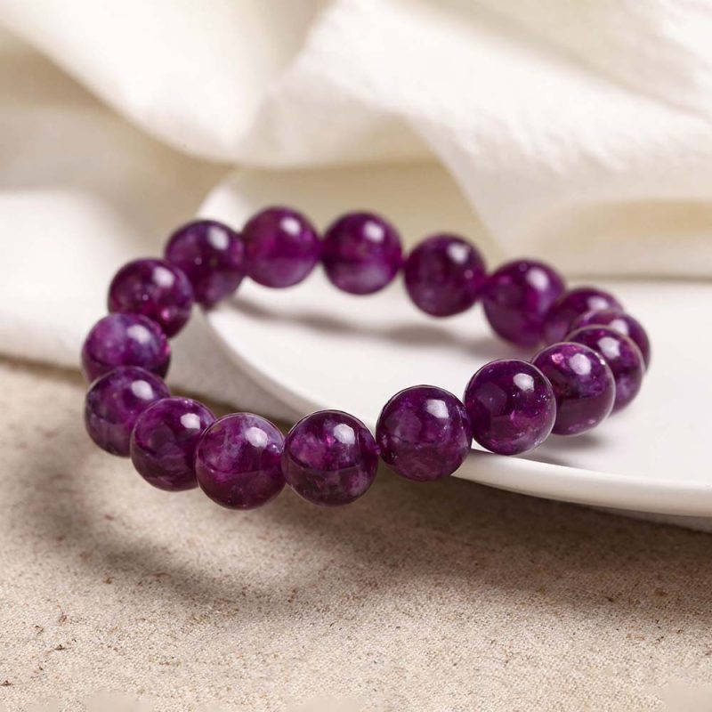 Natural Purple Lepidolite Beads Close Up