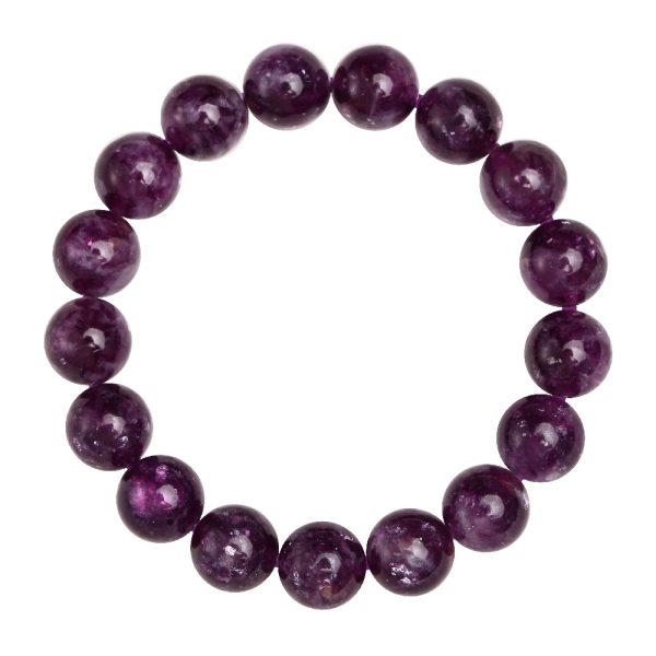 Purple Lepidolite Bracelet Natural Healing Crystal Beads