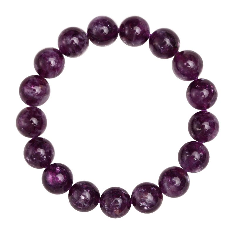 Purple Lepidolite Bracelet Natural Healing Crystal Beads